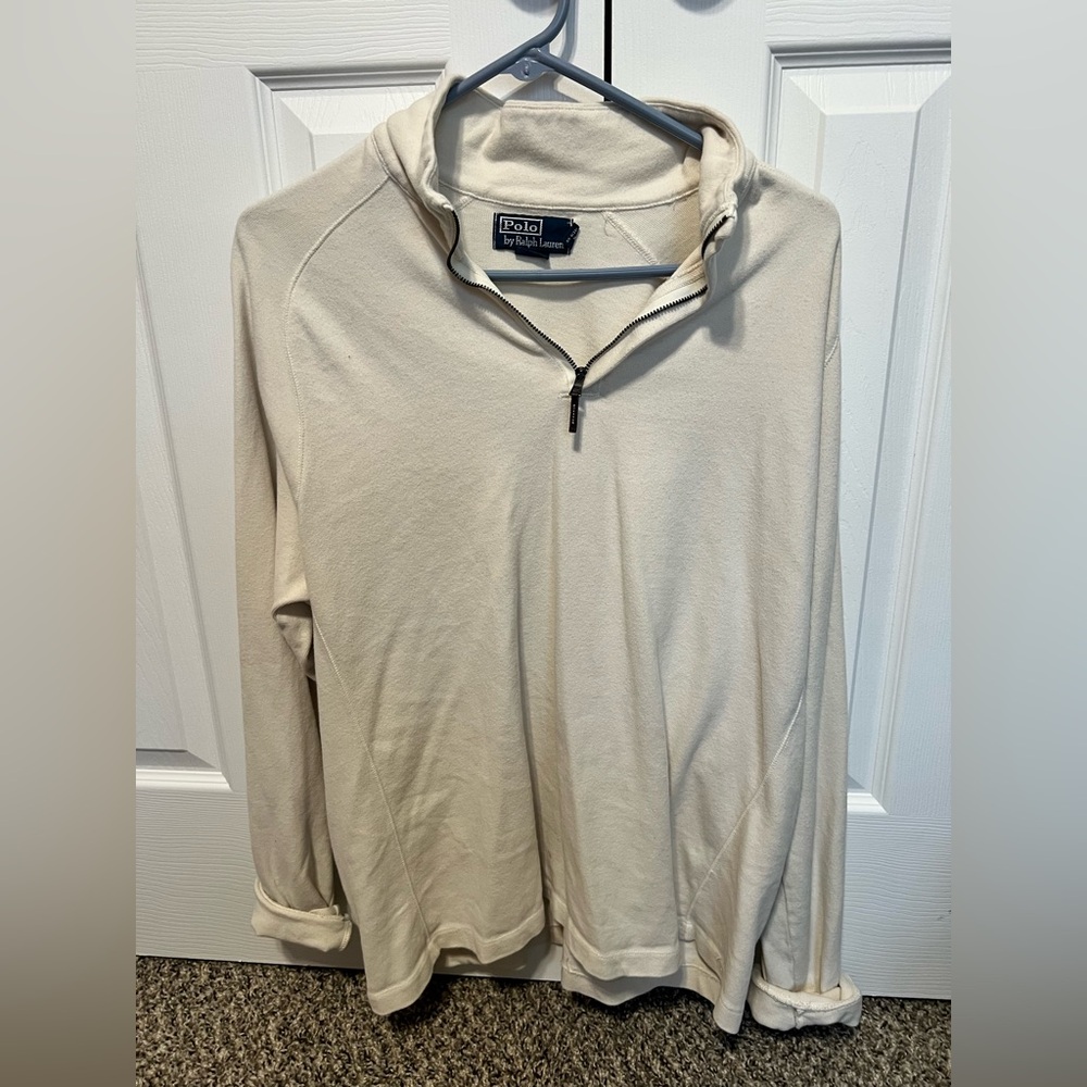 Ralph Lauren Cream Zip Up Sweater Classic Knit